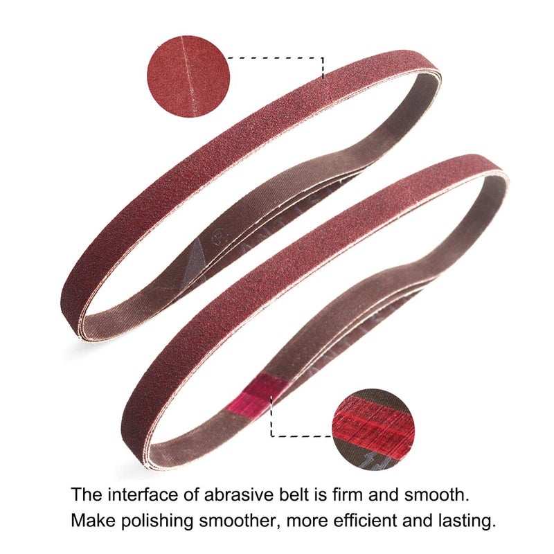 Aiyard 1/2 x 18 Inch Aluminum Oxide Sanding Belts, 4 Each of 40/60/80/120/180/240 Assorted Grits Abrasive File Belts for Air Belt Sander, 24-Pack - Image 4